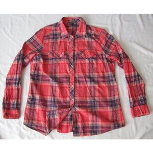 Women Eddie Bauer Cotton Plaid Button Long Sleeve Shirt Sz XL (WB456)